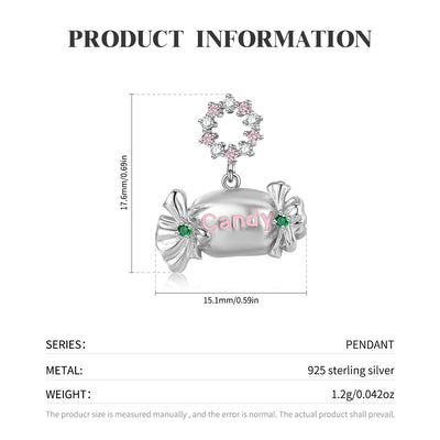 S925 Sterling Silver Candy Candy Pendant Necklace